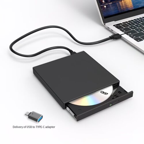 USB 3.0 External CD/DVD Drive with Portable Ultra-Slim Design, 24x Speed CD & 8x Speed DVD RW Burning Function, Plug-and-Play Support for Windows/Mac/Linux Systems, Compatible with Laptops and Desktops, System Installation | Laptop Accessories | High DS203 Black
