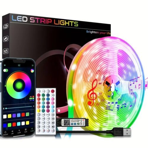 Smart Remote and APP Control USB-Powered RGB Led Strip with Music Sync – 5M in amman jordan smartx