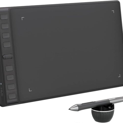 HUION Inspiroy 2 Medium Drawing Tablet with Scroll Wheel 8 Customized Keys Battery-Free Stylus 60° Tilt Support for Digital Art, Design, Sketch, 9x5inch Graphics Tablet, Black in smartx jordan