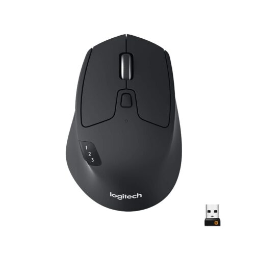 Logitech M720 Triathlon Wireless Mouse, Bluetooth, USB Unifying Receiver, 1000 DPI, 6 Programmable Buttons, 2-Year Battery, Compatible with Laptop, PC, Mac, iPadOS - Black in smartx