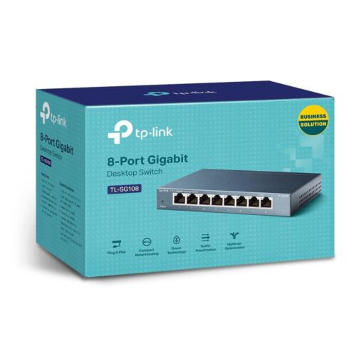 TP-Link - Switches - TL-SG108 8 Port Gigabit Unmanaged Ethernet Network Switch, Ethernet Splitter Plug & Play Fanless Metal Design Shielded Ports Traffic Optimization IN SMARTX JORDAN