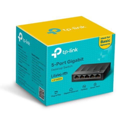TP-Link LS1005G 5-Port Gigabit Desktop Switch – compact black design