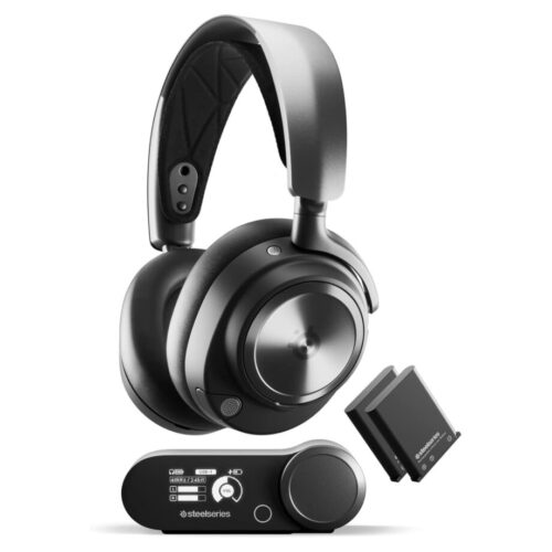 SteelSeries Arctis Nova Pro Wireless Gaming Headset, Infinity Power System, Dual Audio Streams, Active Noise Cancellation, ClearCast Gen 2 Mic, Compatible with PS4 / PS5 / PC, Black