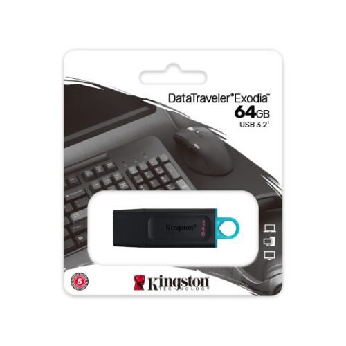 Kingston 64GB DataTraveler Exodia USB Flash Drivewith Protective Cap and Keyring in Multiple Colors ( DTX/64GB ) 3.2
