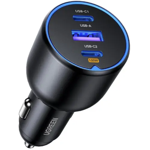 UGREEN 130W USB C Car Charger, PD 100W Compatible with iPhone 17/17 Air/17 Pro/17 Pro Max/16/15/14/13/12 Series, Galaxy S24 S23 Ultra, iPad, MacBook, and More JORDAN-AMMAN SMARTX