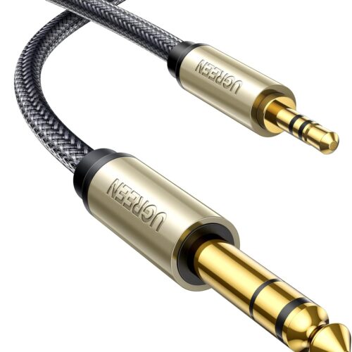 UGreen - Audio Cables & Adapters - 10628 Gray 3.5mm TRS to 6.35mm TS Audio Cable TRS Stereo Audio Cable with Zinc Alloy Housing and Nylon Braid 2M