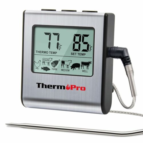 ThermoPro TP-16 Large LCD Digital Cooking Thermometer Clock Timer with Stainless Steel Probe