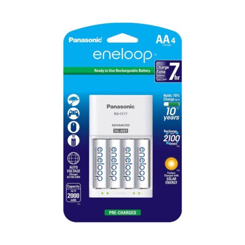 Panasonic-eneloop -BQ-CC17 Advanced Charger + 4x eneloop AA Rechargeables Batteries in jordan smartx
