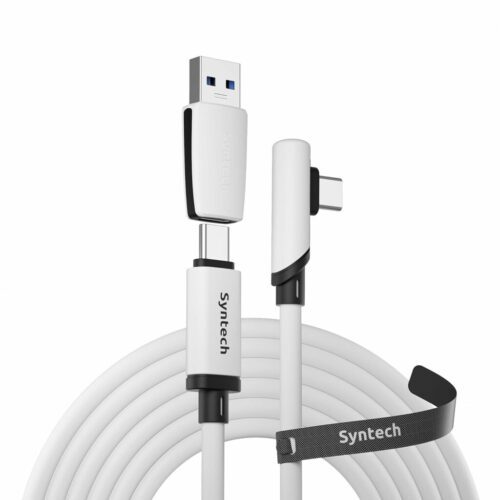 Syntech - Video Cables & Adapters - C101 Link Type-C Cable Compatible with Meta/Oculus Quest 3S/Quest 3/2/Pro/Pico 4/Ultra and PC/SteamVR with USB 3.0 Adapter - 5M White
