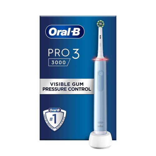 Oral-B by Braun Pro 3 3000 Electric Toothbrush with Smart Pressure Sensor & 2 Brush Heads cross action - Blue in smartx jordan