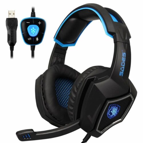 Sades Spirit Wolf 7.1 Surround Sound USB Computer Gaming Headset with Mic - Blue in jordan amman smartx