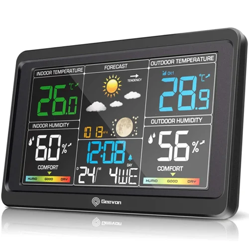 Geevon Weather Stations Wireless Indoor Outdoor Large Color Display Thermometer Hygromete in smartx jordan