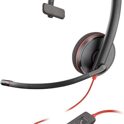 Plantronucs  - Headsets - Wired - Blackwire 3210 Single Ear Headset with Boom Mic - USB-A