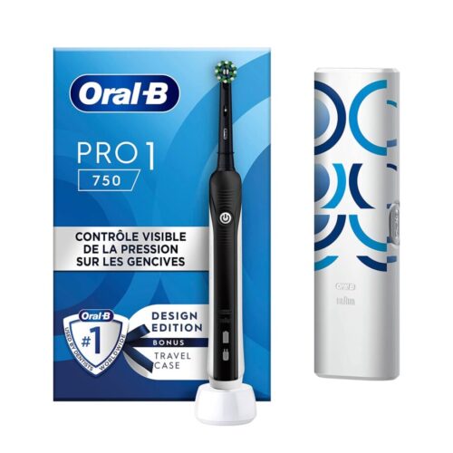 Oral-B by Braun Pro 1 750 Electric Toothbrush with 3D Technology & Travel Case - Black in smartx jordan