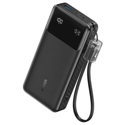 Anker Power Bank 20000mAh PD 30W with USB-C Cable – Black Fast & Reliable Charging in amman smartx jordan