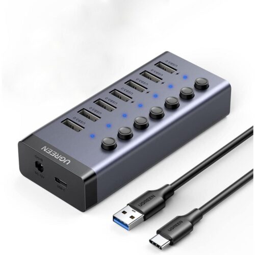 UGREEN USB-C to 7-Port USB-A 3.0 Hub DC 12V EU 90307