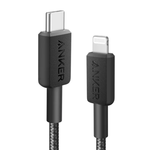 Anker  - Data Cables & Adapters - 322 Braided USB-C to Lightning Cable - 0.9M - Black