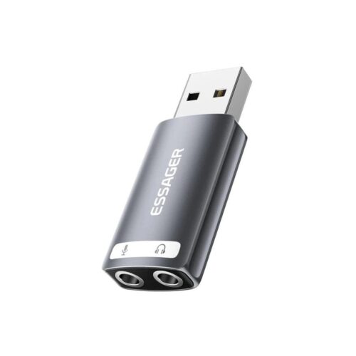 Essager USB-A to Dual 3.5mm Audio Sound Card Adapter in smartx jordan