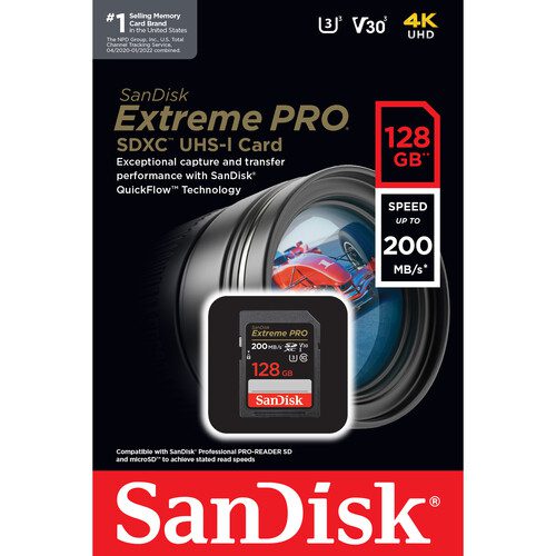 SanDisk 128GB Extreme PRO SDXC UHS-I Memory Card - C10, U3, V30, 4K UHD, SD Card - SDSDXXD-128G-GN4IN in jordan smartx