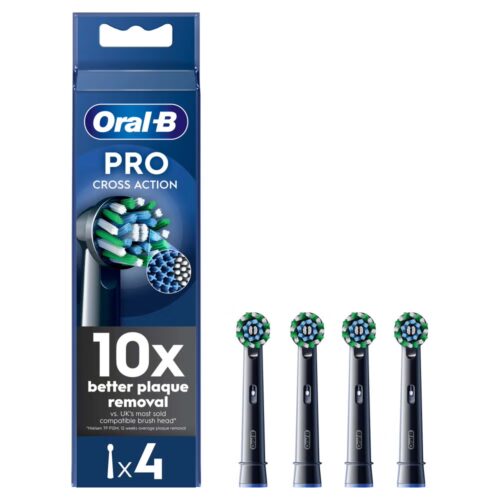 Oral-B CrossAction PRO Electric Toothbrush Heads with CleanMaximiser Technology – 4 Pack - Black ion smartx jordan