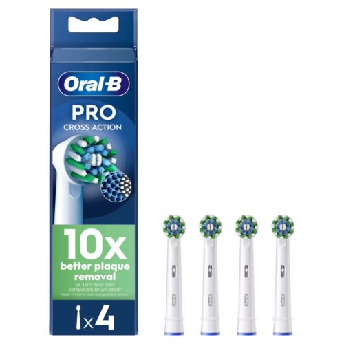 Oral-B CrossAction PRO Electric Toothbrush Heads with CleanMaximiser Technology – 4 Pack - White in jordan smartx