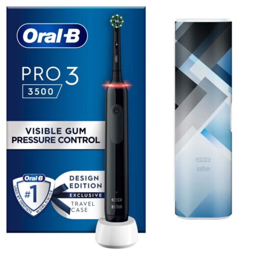 Oral-B Pro 3 3500 Electric Toothbrush With 3 Modes & Travel Case - Black in smartx jordan