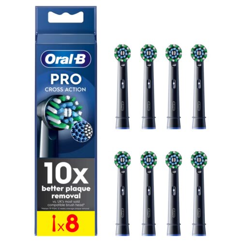 Oral-B CrossAction PRO Electric Toothbrush Heads with CleanMaximiser Technology – 8 Pack - Black in smartx jordan