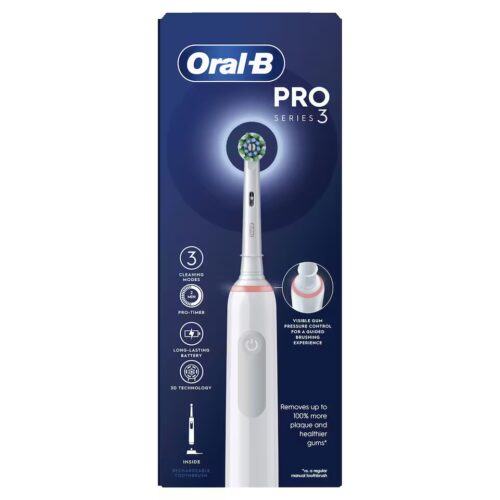 Oral-B Pro Series 3 Electric Toothbrush with Cross Action Brush Head and 3 Modes - White in smartx jordan