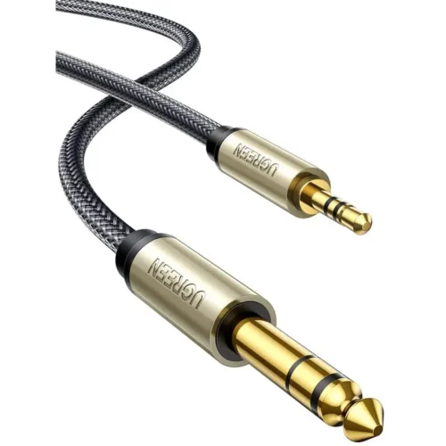 UGreen 10629 Gray 3.5mm TRS to 6.35mm TS Audio Cable TRS Stereo Audio Cable with Zinc Alloy Housing and Nylon Braid 3M