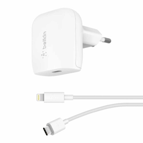 Belkin - Wall chargers - Belkin BOOST↑CHARGE™ USB-C wall charger (18W) with 1.2M USB-C to Lightning cable