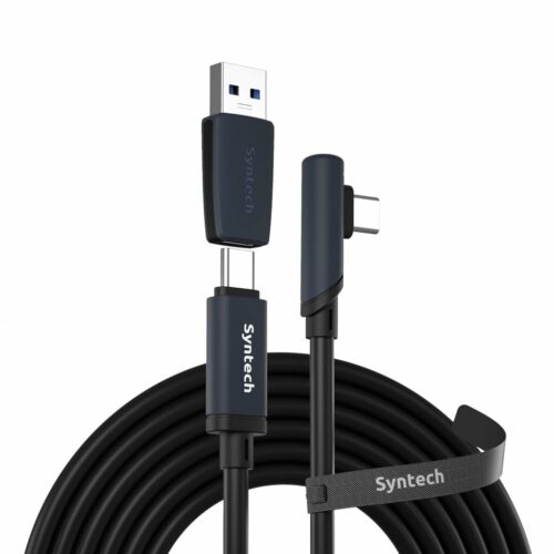 Syntech - Video Cables & Adapters - C101 Link Type-C Cable Compatible with Meta/Oculus Quest 3S/Quest 3/2/Pro/Pico 4/Ultra and PC/SteamVR with USB 3.0 Adapter - 5M Black