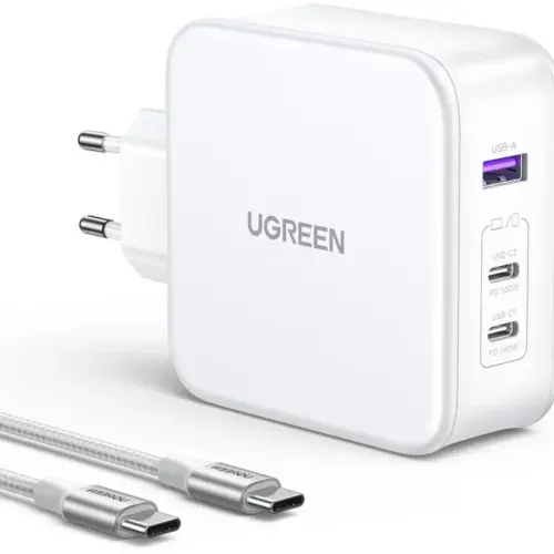 Ugreen Nexode USB-A+2*USB-C 140W GaN Fast Charger + USB-C Cable With Charger (White) 15339 IN AMMAN JORDAN SMARTX