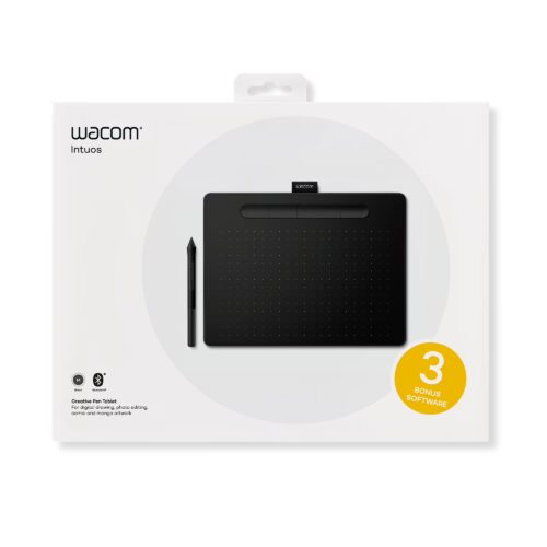 Wacom Intuos Medium Bluetooth Graphics Drawing Tablet, 4 Customizable ExpressKeys, Portable for Teachers, Students and Creators, Compatible with Chromebook Mac OS Android and Windows - Black in smartx jordan amman