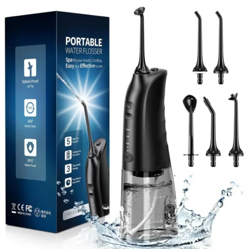 Demita Portable 3 Modes 5 Jet Tips IPX7 Waterproof Water Flosser – Black in smartx jordan
