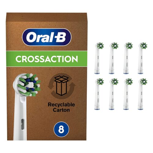 Oral-B CrossAction Electric Toothbrush Heads with CleanMaximiser Technology – White 8 Pack in smartx jordan
