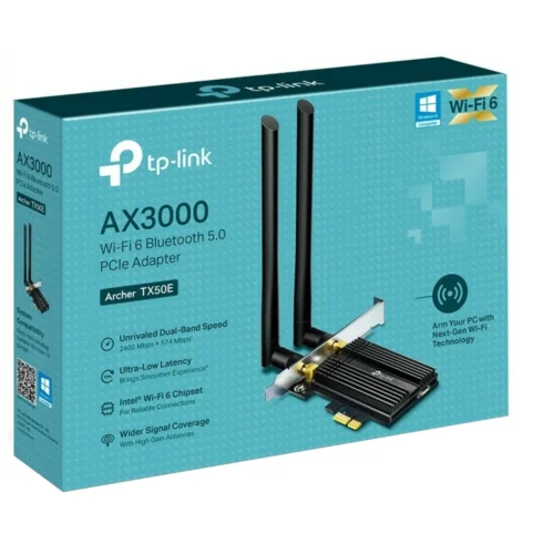 TP-Link Archer TX50E AX3000 Wi-Fi 6 Bluetooth 5.2 PCIe Adapter for PC with Heat Sink, MU-MIMO, Ultra-Low Latency in smartx jordan